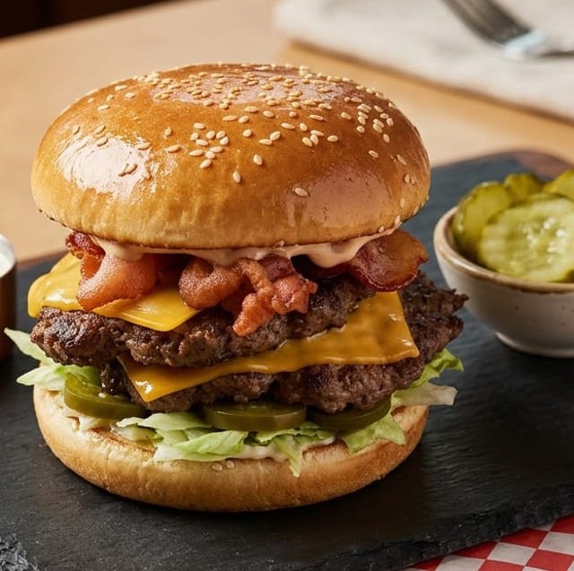Nubia's Bacon Cheese Burger Combo.